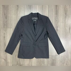 Norma Kamali Womens Suit Jacket Blazer Gray‎ Stretch Button Long Sleeve Sz 10